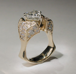 Shield Cut Diamond Ring
